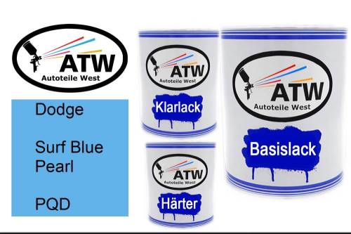 Dodge, Surf Blue Pearl, PQD: 1L Lackdose + 1L Klarlack + 500ml Härter - Set, von ATW Autoteile West.